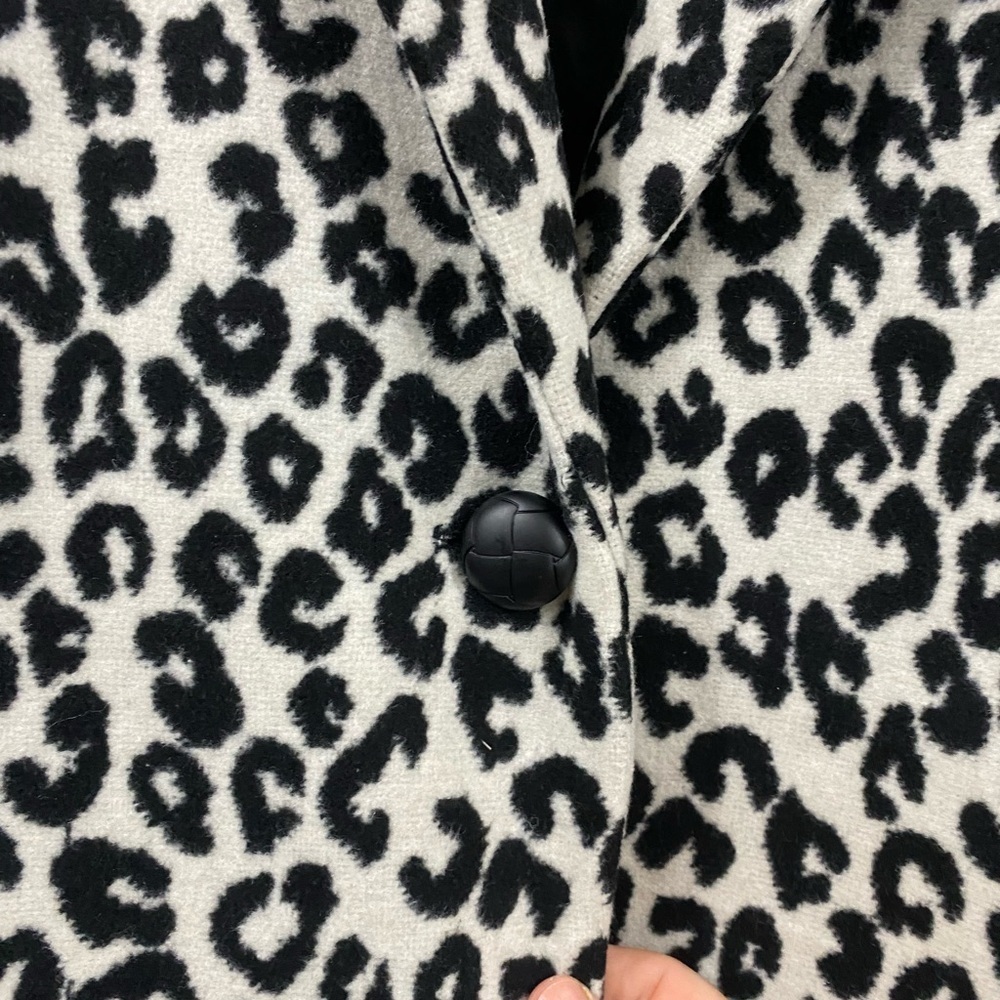 Rachel Zoe Coat Womens Size XS Black Ivory Leopard Trendy Single Button Peacoat - Picture 6 of 10